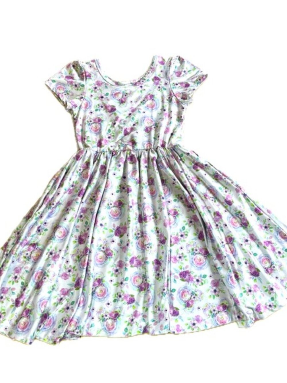 Charlie’s Project Kids Floral Short Sleeve Dress Twirl, With Pockets Size 7.
